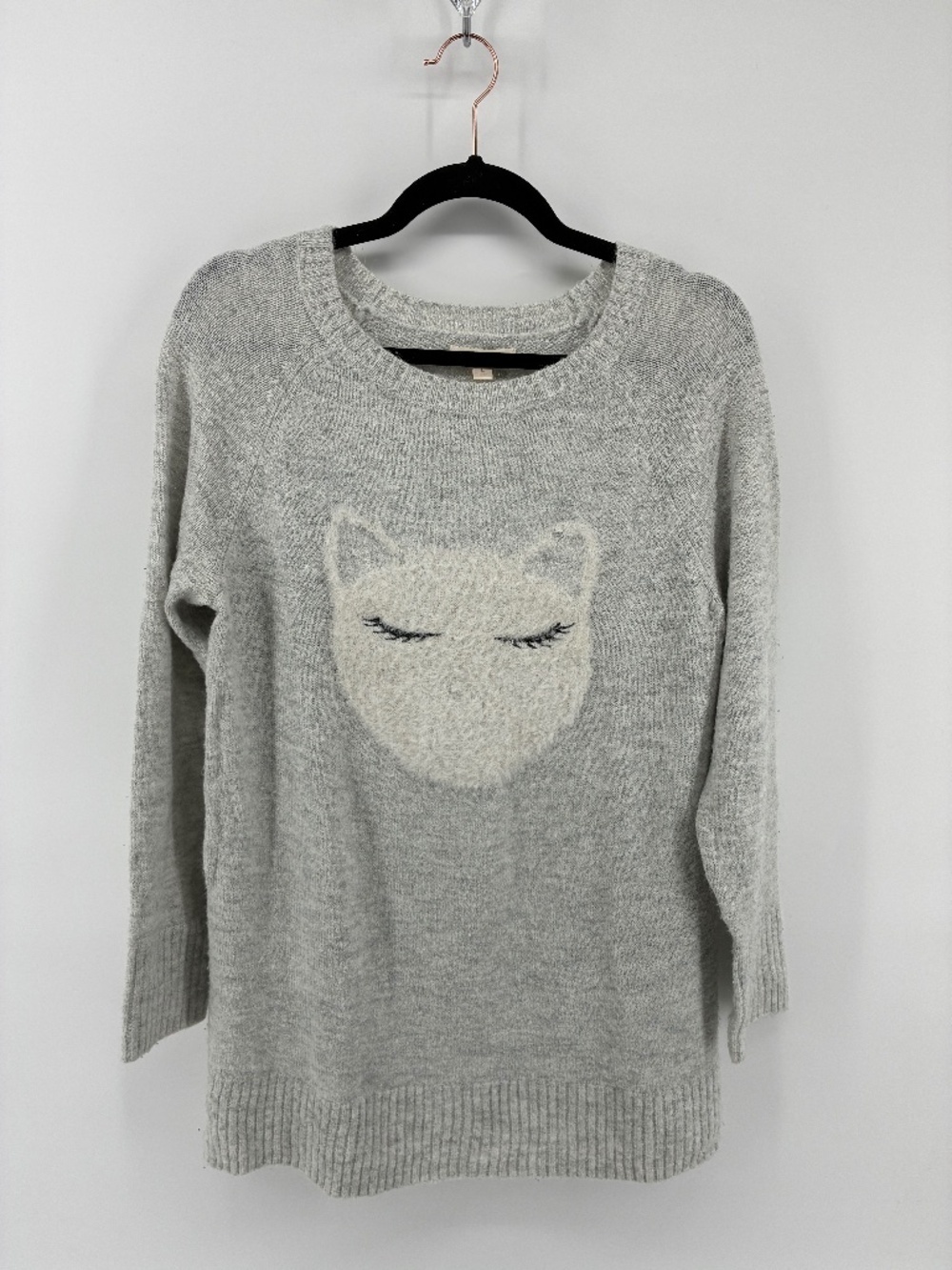 MASSIVE $10 SALE Lauren Conrad Cozy Gray Cat Face Sweater
